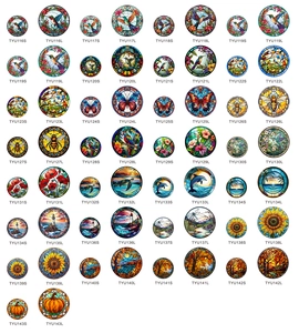 Detailed grid showing vibrant acrylic hanging ornaments with diverse floral and animal patterns