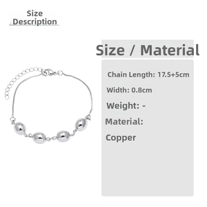 Silver-tone beaded chain bracelet with detailed 17.5cm length measurement and materials
