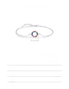 Dettagli del bracciale in argento 925 con zirconi colorati e misura di 10,5 mm