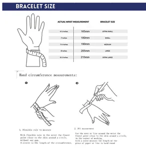 Detailed size guide for hematite bracelet with wrist measurement instructions and sizing chart