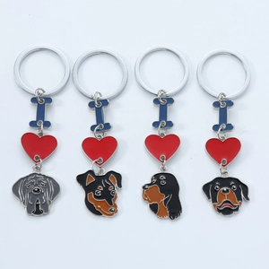 Metal Enamel I Love Dog Keychain Heart Bone Dog Breed Pendant Key Ring For Pet Lovers Bag Decor Gift