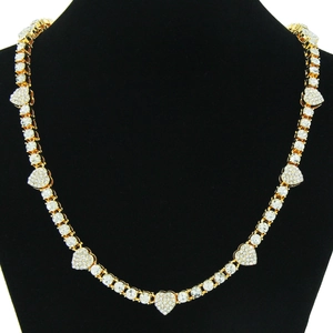 Hip Hop Personal Heart Rhinestone Necklace Alloy Pave Cuban Link Chain For Men Women Punk Rap Street Cool Jewelry Gift