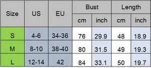 Size chart for women's Y2K one-shoulder sleeveless slim fit crop top with measurements