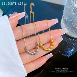 Minimalist Titanium Steel Necklace Gold Plated Oval Bean Clavicle Chain Elegant Fashion Jewelry Accessories For Women