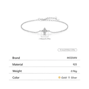 Elegant 925 sterling silver four-leaf clover bracelet with sparkling cz stones for women