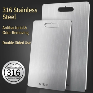 Stainless Steel Cutting Board 304 316 Antibacterial Anti Mold Chopping Block Double Sided Kneading Board With Hanging Hole