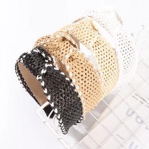 Serre-tête en Raphia Noué Bohème Bord Large en Paille Tissée Style Vacances Plage Accessoire de Cheveux Fait à la Main pour Femmes