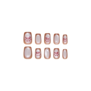 Handmade cat claw press-on nails with pink cat eye effect and 3D paw design 10pcs set
