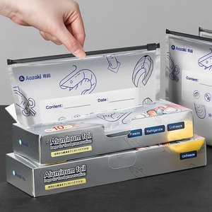 Aluminum Foil Food Storage Bags Slider Zipper Freezer Safe Leakproof Write-on Label Reusable Sealing Organizer