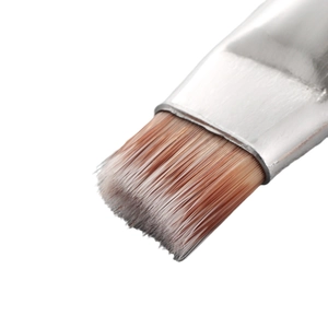 Professional dual-ended flat foundation and eyeliner brush with silver metal ferrule
