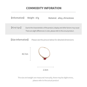 Detailed technical diagram showing 47g rhinestone necklace dimensions and alloy material
