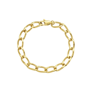 Polished 18k gold plated stainless steel chunky link bracelet with oval rings for women