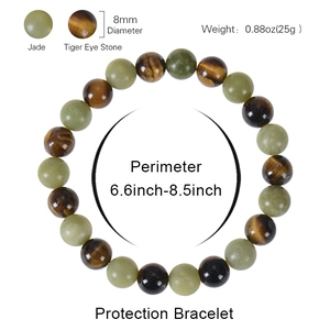 8mm Tiger Eye and Jade stone protection beaded bracelet for men and women