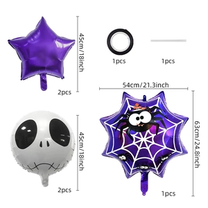 Kit de ballons d'Halloween avec étoile violette, toile d'araignée et motif de crâne