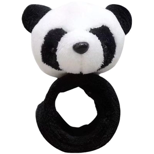 Cute panda plush wristband snap bracelet toy for bicycle and motorbike handlebar decor