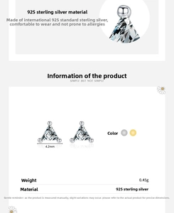 Detailed specs of s925 silver triangle zircon studs with 4.2mm width and 0.45g weight