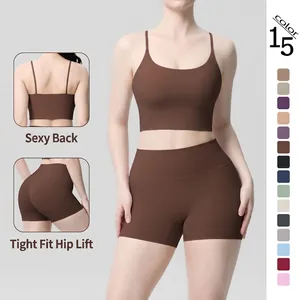 Femmes Ensemble Yoga Top Et Bas Brossé Taille Haute Compression Vêtements Sport Pour Fitness Course Gym Sport Tenue