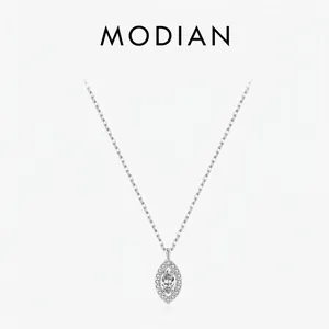 925 Sterling Silver Marquise Zircon Eye Halo Pendant Necklace For Women Elegant Adjustable Chain Minimalist Jewelry Gift