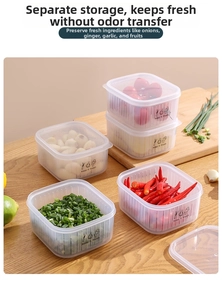 Transparent food storage box set for chili and scallions with sealing lids in kitchen
