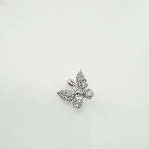 Silver butterfly jewelry pendant setting with zircon inlay for DIY necklaces