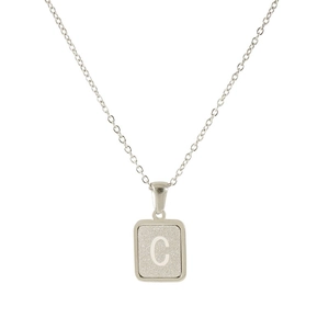 Collana in acciaio inossidabile argento con pendente a lettera C maiuscola