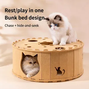 Donut Cat Bed Tunnel Felt Interactive Cat House Nest Breathable Scratcher Surface For Cats Playing Sleeping Indoor