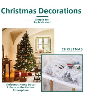 Detail showing plush Christmas table runner with blue snowflake and forest pattern print