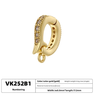Macro detail of 18K gold plated brass connector with cubic zirconia in 8x12mm size