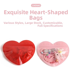 Pink and red heart-shaped self-sealing storage bags for jewelry and accessories