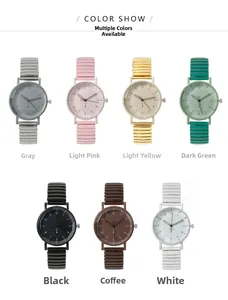 Minimalist elastic strap watches with Arabic numerals displayed in seven vibrant colors