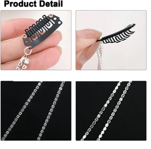 Chic silver rhinestone chain hair clip with sparkling tassel for elegant hair styling
