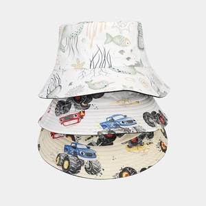 Détails de chapeaux bobs enfants en coton avec motifs marins et de monster trucks