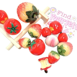 DIY colorful resin fruit pendants including strawberry and apple models for jewelry making