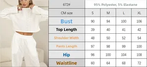 Guide des tailles pour ensemble de détente deux pièces haut manches longues et pantalon