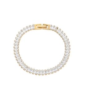 Elegante 18K vergulde armband met continue heldere zirkoonstenen in baguette-slijpvorm