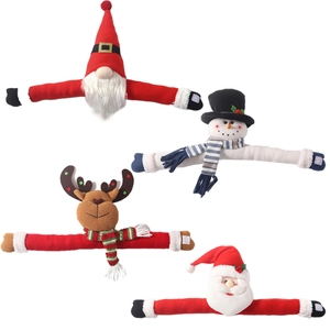Set of 4 Christmas handle covers featuring Santa Claus, snowman, elk and gnome decorations