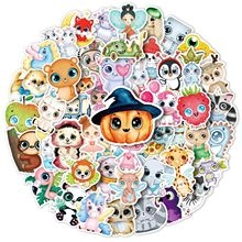 Detailed arrangement of colorful cartoon animal stickers including unicorns and bears
