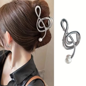 Musiknote Violinschlüssel Haarklammer Metalllegierung Clip Mit Künstliche Perle Elegant Rutschfest Haarschmuck Für Frauen Mädchen