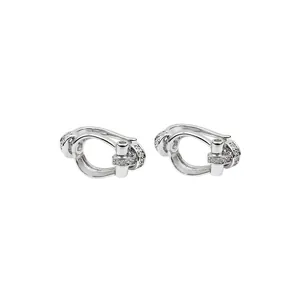 Elegant silver horseshoe ear cuffs with cubic zirconia inlay for a luxury minimalist look
