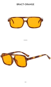 Classic tortoiseshell double-bridge aviator sunglasses with orange transparent lenses