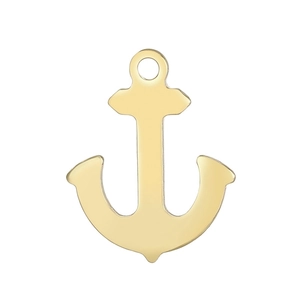 Minimalist gold stainless steel anchor pendant with circular hole for DIY jewelry making
