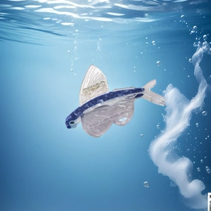 Blue ocean-themed flying fish acetate hair claw clip with cute animal shark clip design