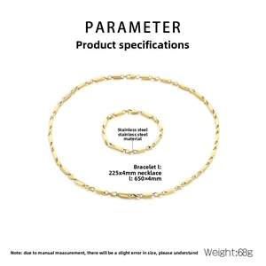 Paramètres de taille détaillés pour l'ensemble collier et bracelet en acier inoxydable 4mm