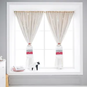 Strong load-bearing beige blackout velcro curtains with lace and 5L weight capacity