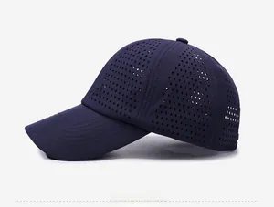 Detail view of the laser-cut diamond ventilation holes on this quick-dry sun cap