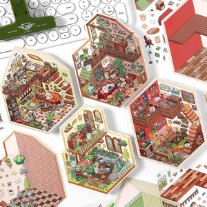 DIY Isometric Room Scene Stickers PET Transparent Cartoon Furniture Home Decor For Scrapbooking Journaling Decoration