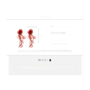 Detail specifications of red chiffon flower tassel earrings with silver needles and beads