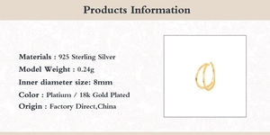 Detailed specs for 925 sterling silver 8mm inner diameter nose ring and cartilage earring