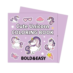 Detailed cover of Bold and Easy Unicorn Coloring Book for kids with cute cartoon drawings