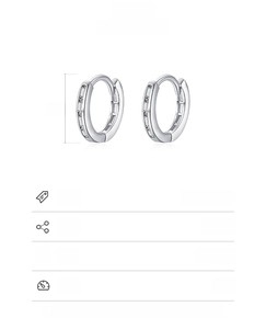Detail of 925 sterling silver earring with 1cm outer diameter and cubic zirconia